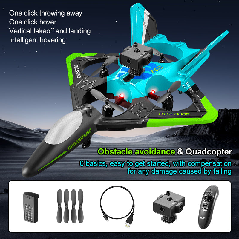 ✨Plane Fighter Jet with LED Light, Auto Hovering, 360° Flip