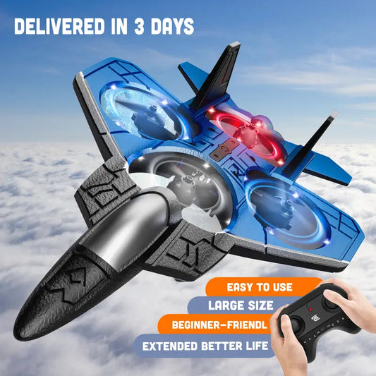 ✨Plane Fighter Jet with LED Light, Auto Hovering, 360° Flip